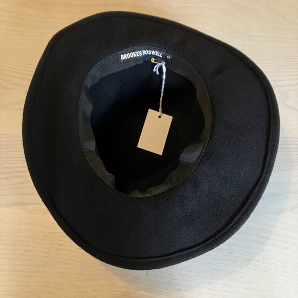 NWT Brooks Boswell Felt Wool Hat with Feather Size S Black - Picture 6 of 6